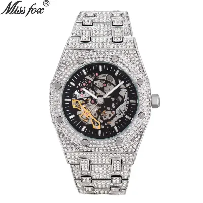 MISSFOX Men Diamond Automatic Mechanical Watch 